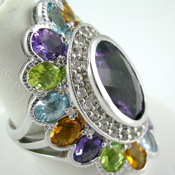 Sima K 9.66ct Amethyst & Multigem Oval Ring - Picture 5 of 8